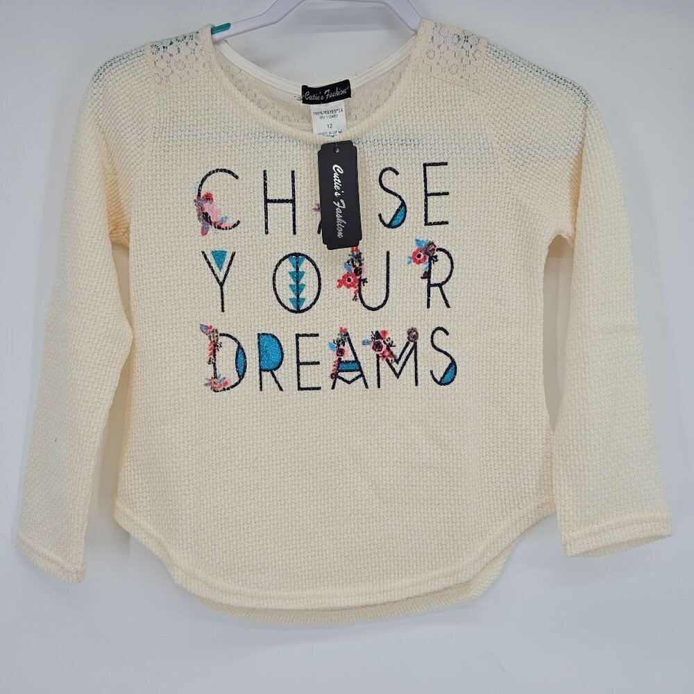 Cutie's Cream Lace-Accent Sweater